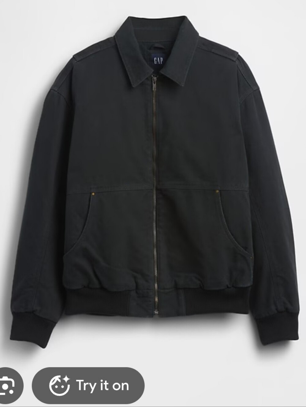 GAP Men's Black Flight canvas Bomber Jacket